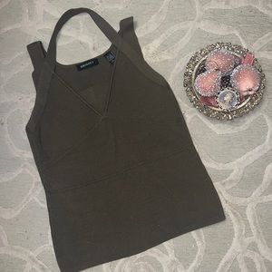 NWOT🌷IDEOLOGY🌷Olive silk/nylon/spandex sleeveless sweater shell